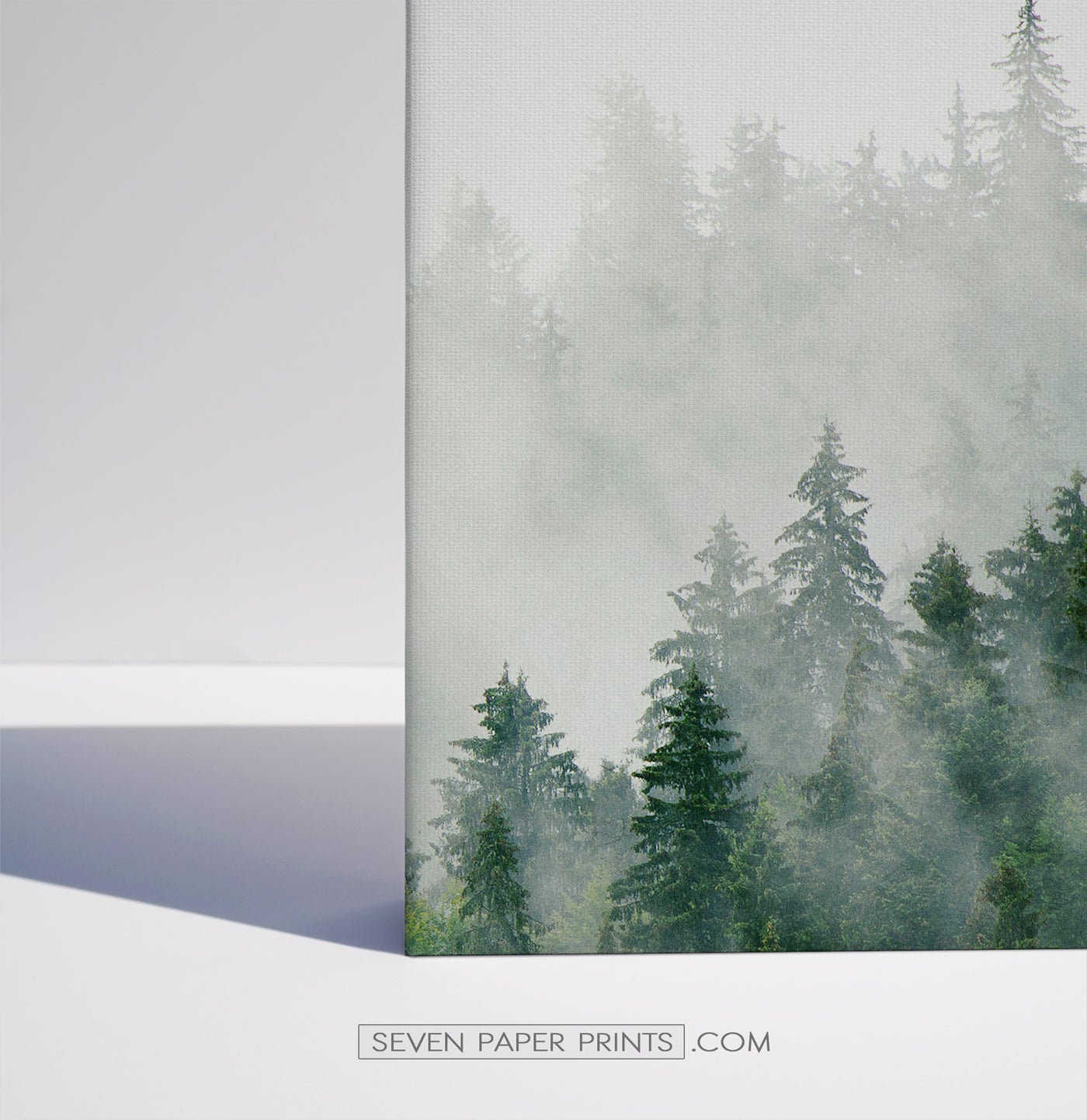Misty Green Spruce Forest 3 Piece Canvas Photo Wall