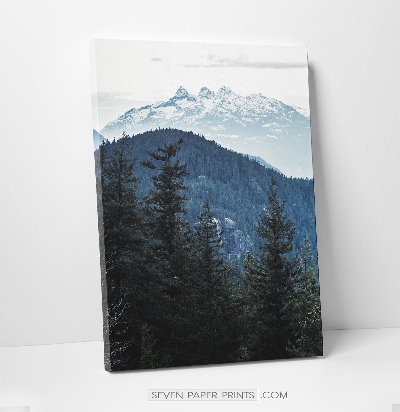 Blue forest in the mountains landscape. 3 piece canvas #208