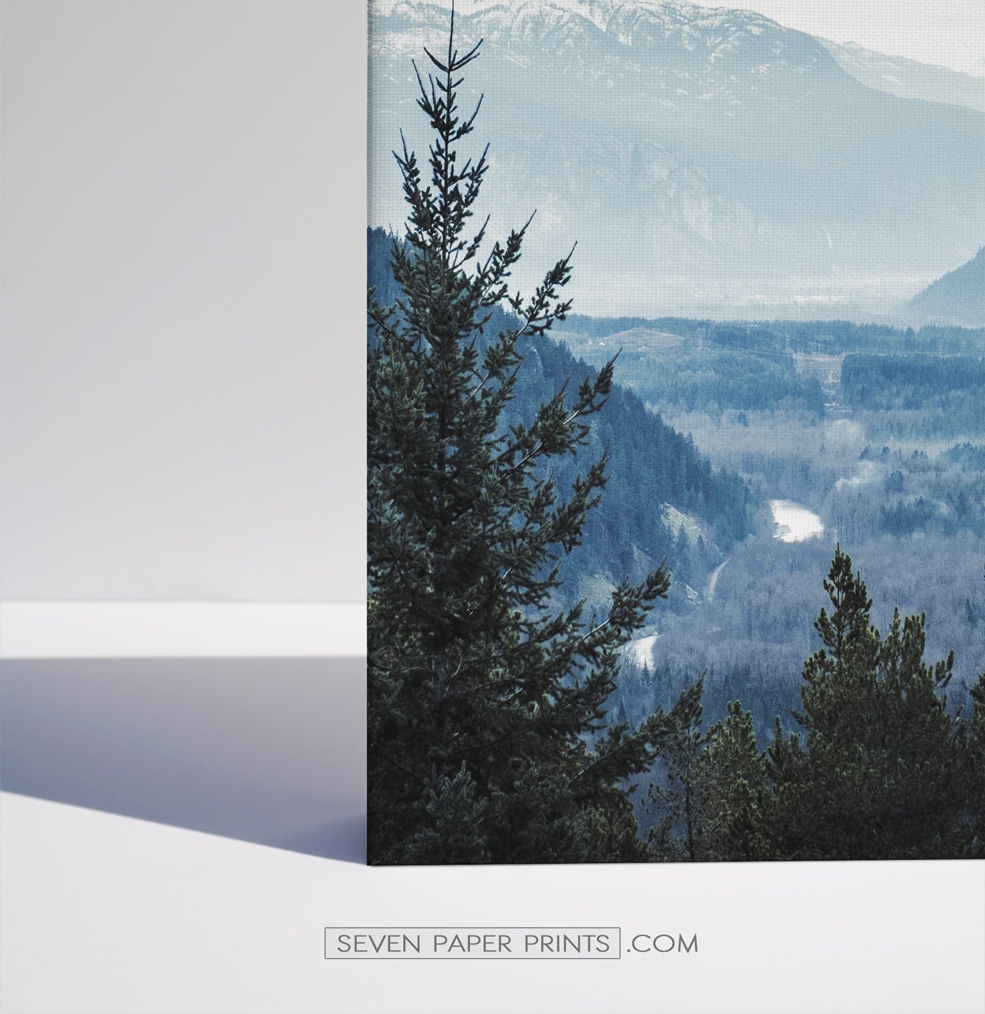 Blue forest in the mountains landscape. 3 piece canvas #208