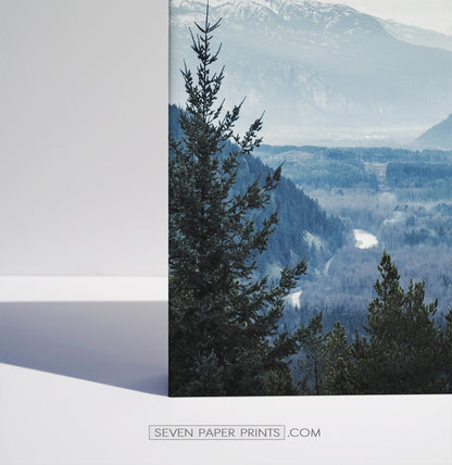 Blue forest in the mountains landscape. 3 piece canvas #208