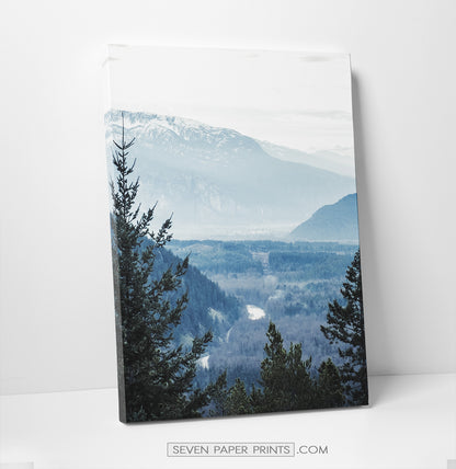 Blue forest in the mountains landscape. 3 piece canvas #208