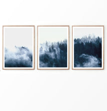 Load image into Gallery viewer, Foggy Forest Trees Set of 3 Large Prints
