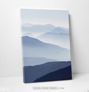 Blue mountain landscape canvas triptych #211
