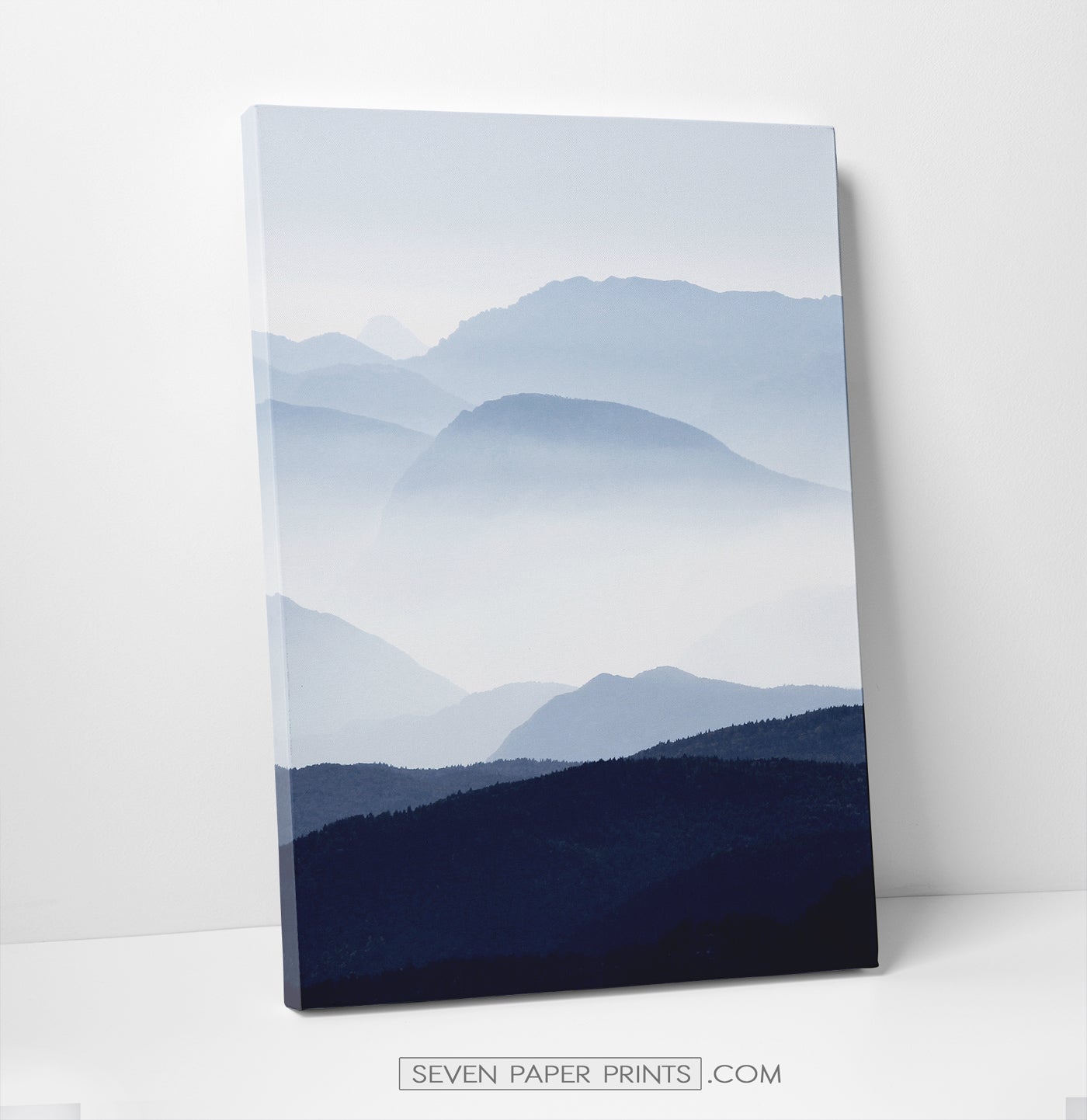 Blue mountain landscape canvas triptych #211
