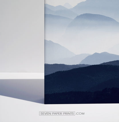 Blue mountain landscape canvas triptych #211