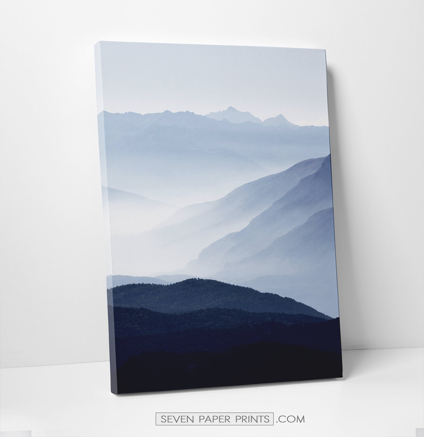 Blue mountain landscape canvas triptych #211