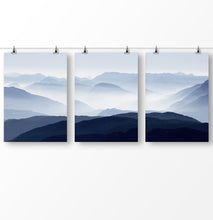 Load image into Gallery viewer, Blue Ridge Mountain Wall Art, Set of 3 Blue Gray Wall Art Mountain
