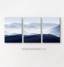 Load image into Gallery viewer, Blue mountain landscape canvas triptych #211
