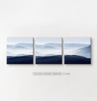 Blue mountain landscape canvas triptych #211