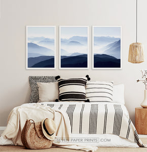 Three Framed Prints of a Foggy Mountain Scenery 2