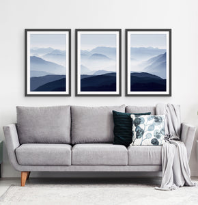 Three Framed Prints of a Foggy Mountain Scenery 3