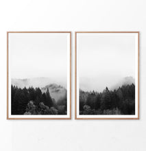 Load image into Gallery viewer, Black and White Mountain Forest Set of 2 Wall Art
