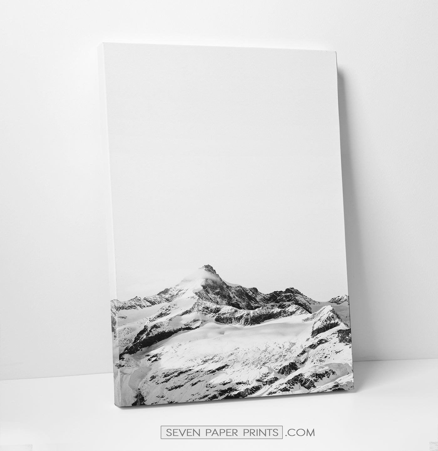 Black white mountains with snow. 3 piece canvas art #215