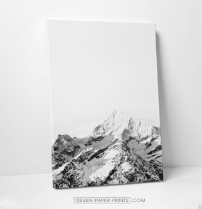 Black white mountains with snow. 3 piece canvas art #215