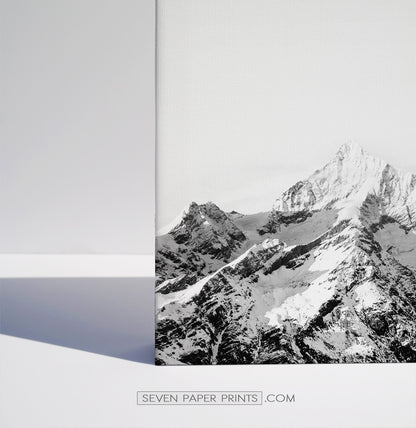 Black white mountains with snow. 3 piece canvas art #215