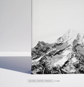 Black white mountains with snow. 3 piece canvas art #215