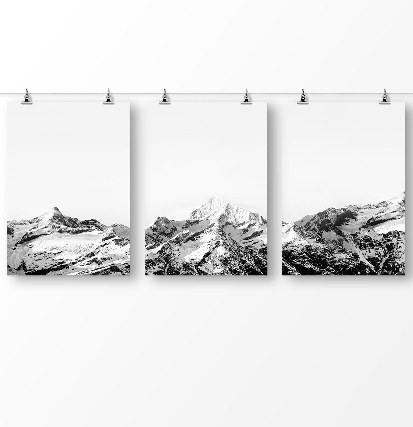 Mountain landscape, black and white, Nordic Nature Poster, Minimalist Photo, Digital Photography, Snowy Range