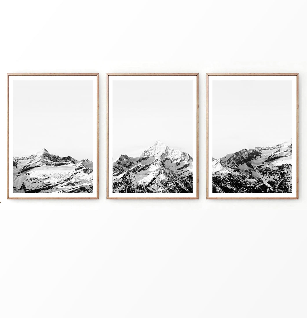 Snowy Mountain Ridge Set of 3 Prints