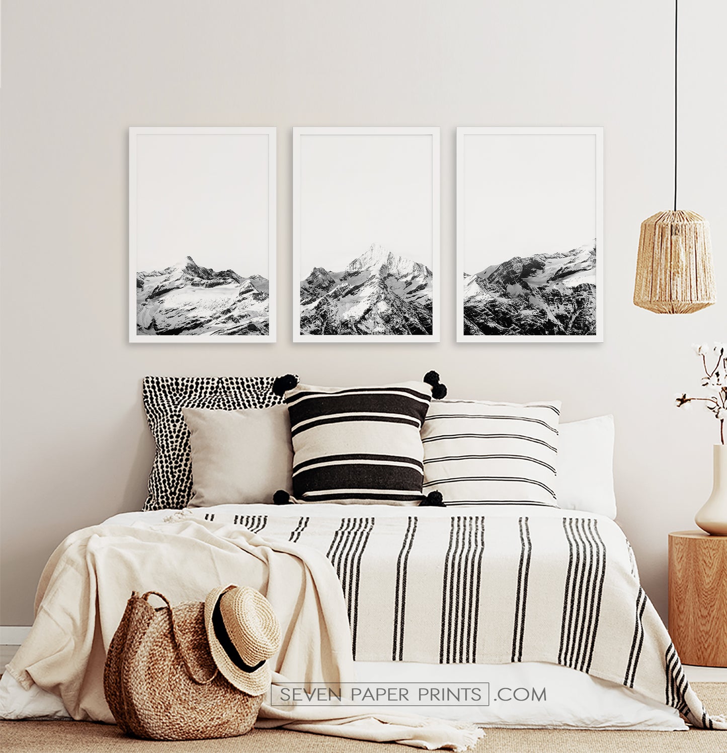 Three photo prints of snowy mountains 2