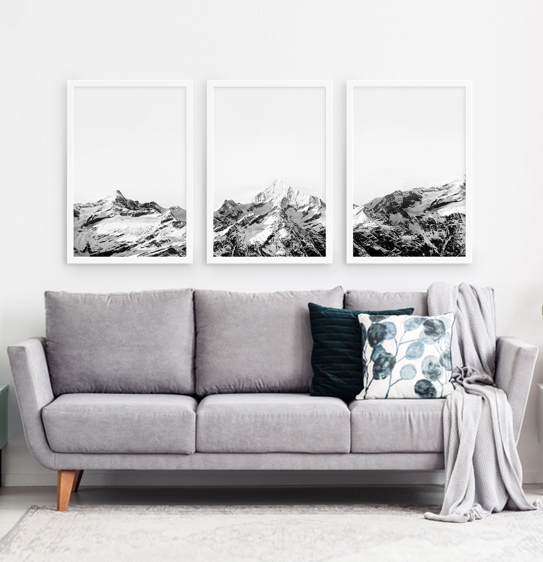 Three photo prints of snowy mountains 4