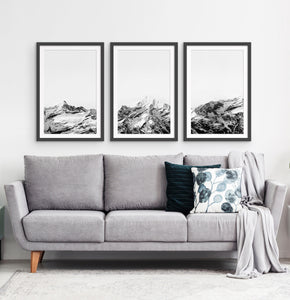 Three photo prints of snowy mountains 1