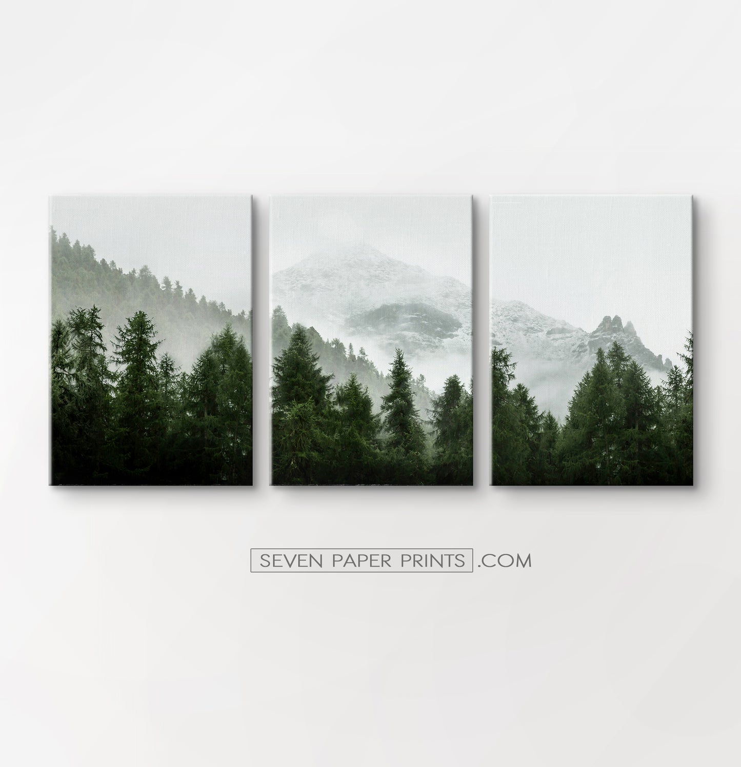 Green forest set of 3 canvas wall art #218