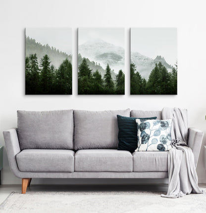 Green forest set of 3 canvas wall art #218