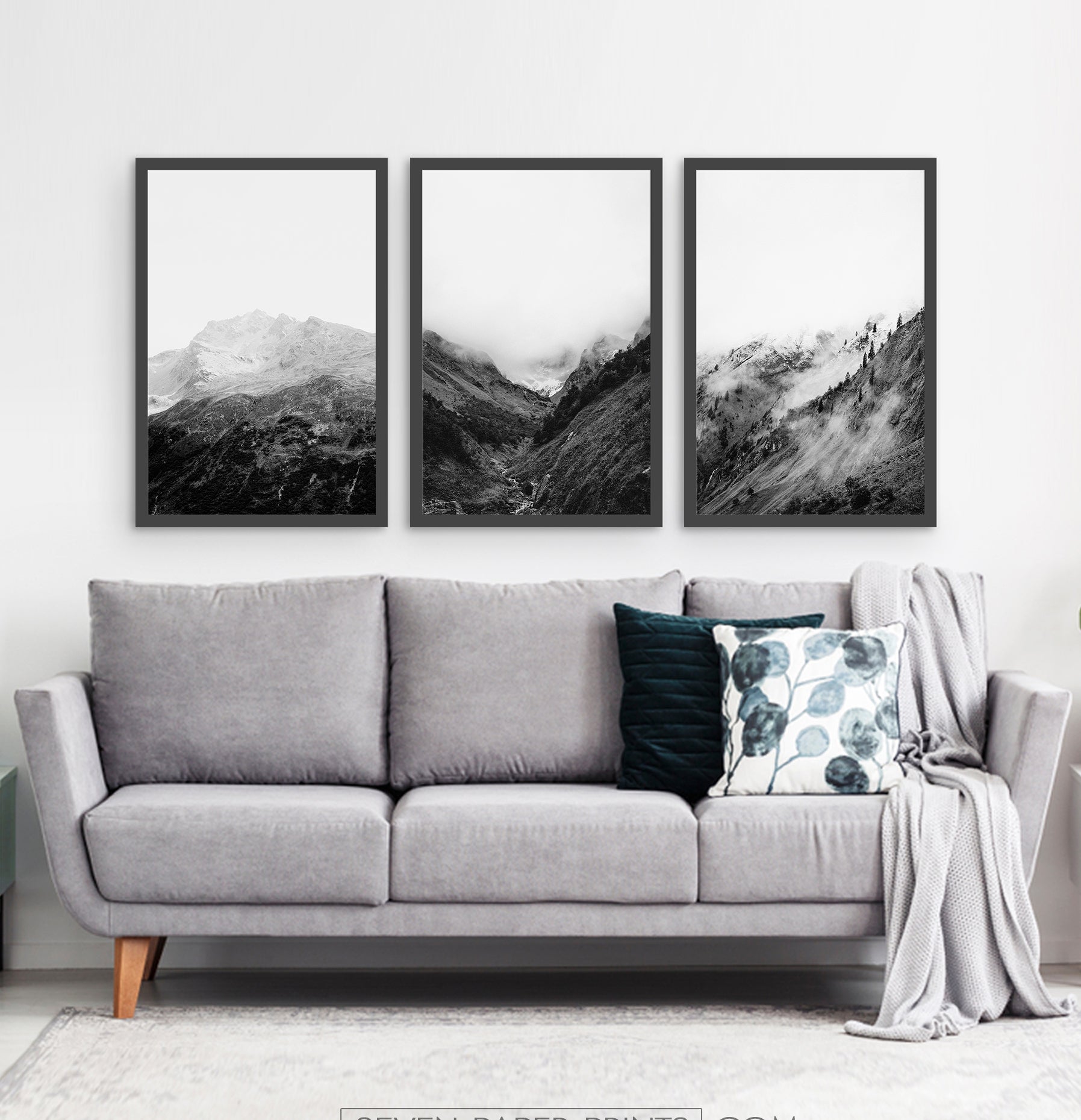 Black and white wall art, Posters with Mountain Landscapes, Foggy