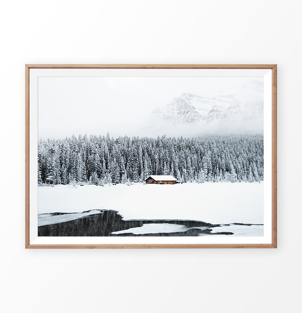 Woods House on a Mountain Lake Wall Art