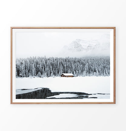Woods House on a Mountain Lake Wall Art