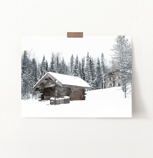 Winter Barn Standing On Snowy Land Wall Art