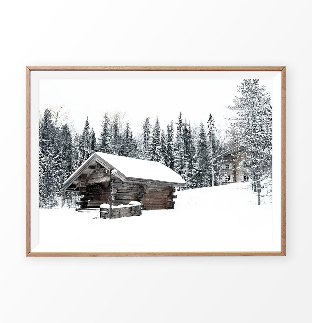 Wood-Framed Winter Barn Standing On Snowy Land Wall Art