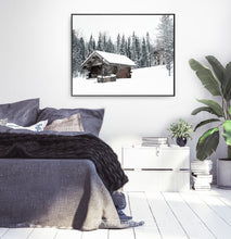 Load image into Gallery viewer, Black-framed Winter Barn Standing On Snowy Land Wall Art
