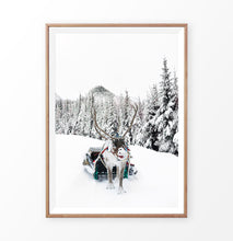 Load image into Gallery viewer, Christmas Sleigh Reindeer In Snowy Forest Wall Decor
