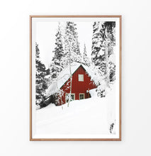 Load image into Gallery viewer, Wood-Framed Snow-Padded House Under Winter Spruces Poster
