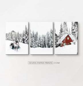 Christmas set of 3 canvases with reindeer #223