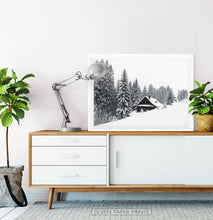 Load image into Gallery viewer, Lovely Shack On Snowy Hill And Spruce Print
