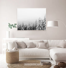 Load image into Gallery viewer, White-Framed Winter Forest Valley Covered in Snow Photo Print
