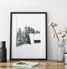 Load image into Gallery viewer, Black-framed Snowy House In A Winter Forest Poster
