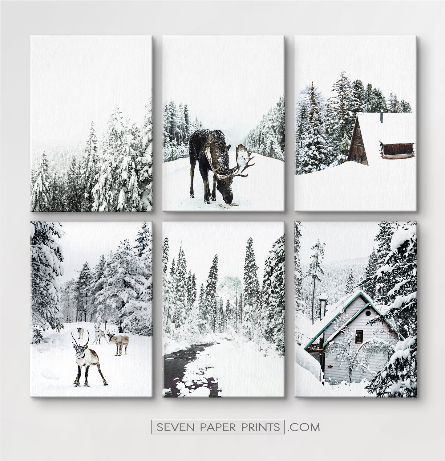 6 Piece Canvas Winter Themed Wall Decor