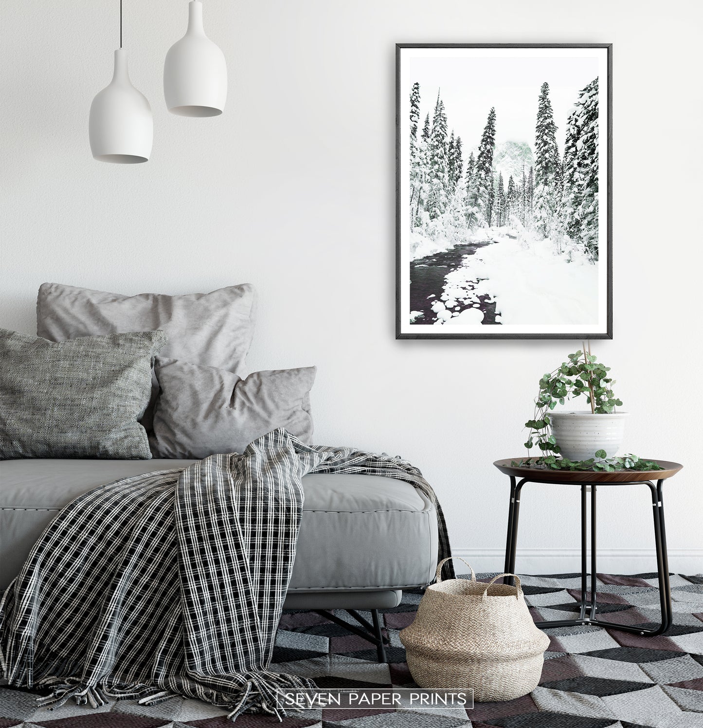 Beautiful Winter Forest River Wall Art