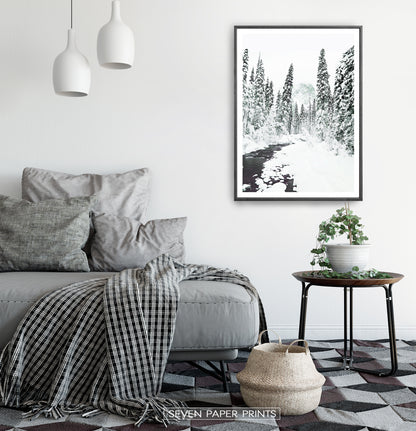 Beautiful Winter Forest River Wall Art