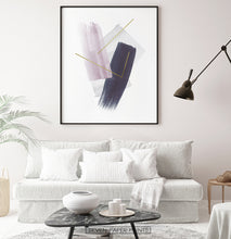 Load image into Gallery viewer, Abstract Painting Print. Pink Blue and Gray Strokes
