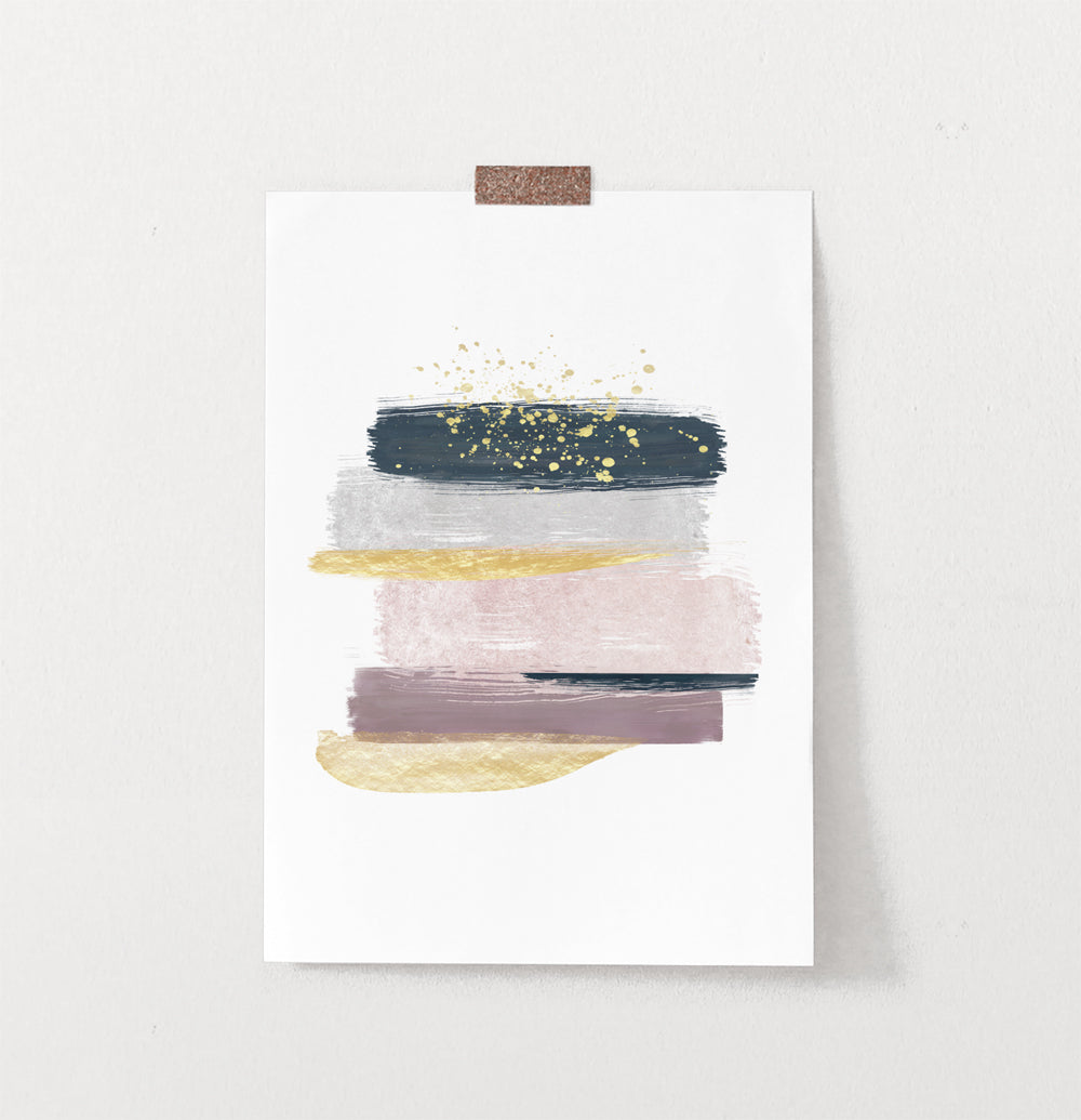 Modern Abstract Art with Gold Splashes