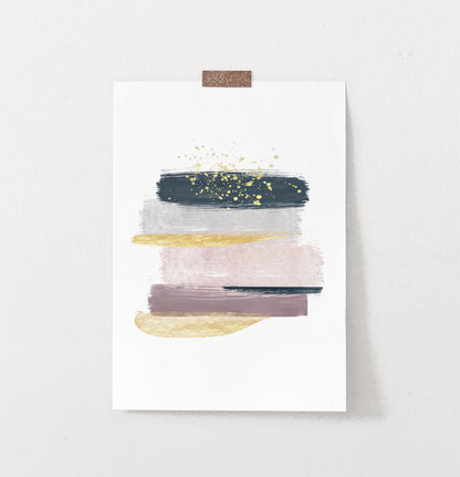 Modern Abstract Art with Gold Splashes