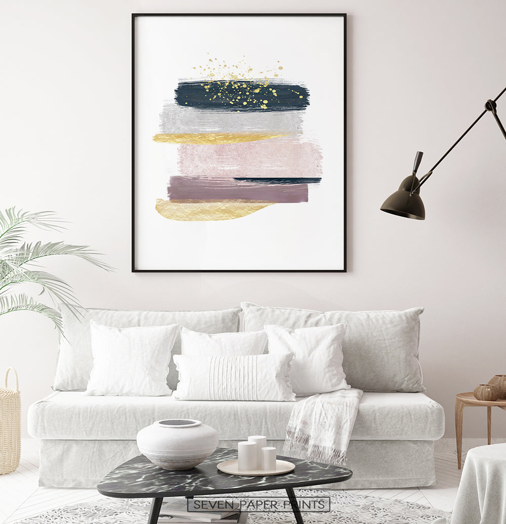 Modern Abstract Art with Gold Splashes