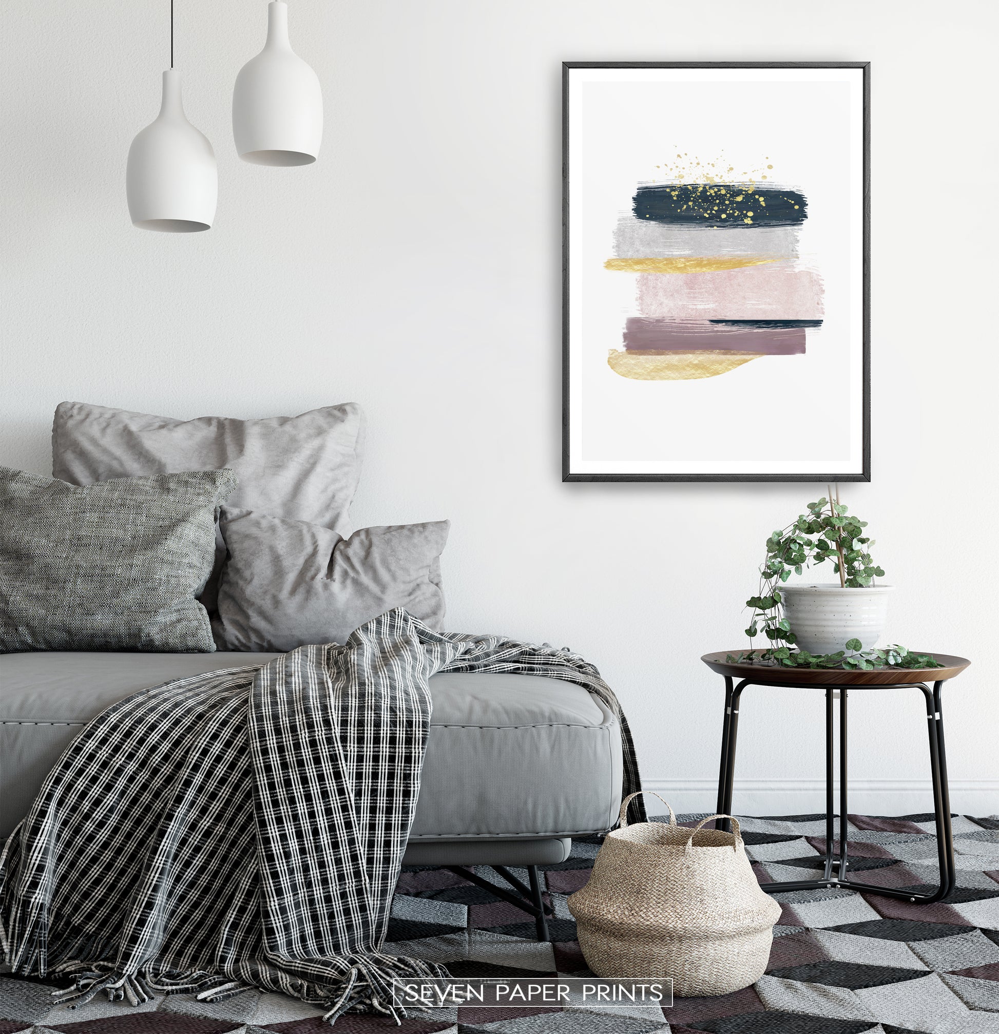Scandinavian Interior with Abstract Wall Art