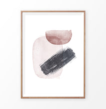 Load image into Gallery viewer, Wooden-Framed Handpainted Watercolor Print with Beige, Black and Brown
