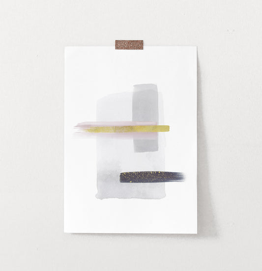 Gray and Black Abstract Painting with Gold Stroke