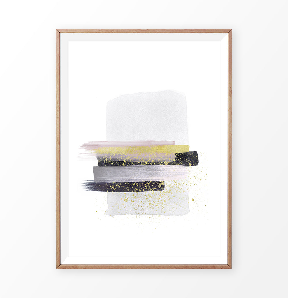 Boho Smears Wall Art with Gray, Gold and Black Colors